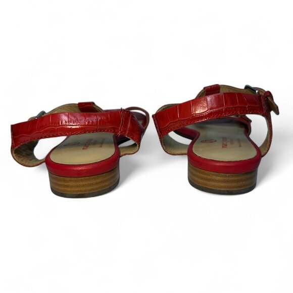 MARC JOSEPH Women's Terrace Round Toe Flat Sandals - Red Croc, Size US 7 - Picture 5 of 11